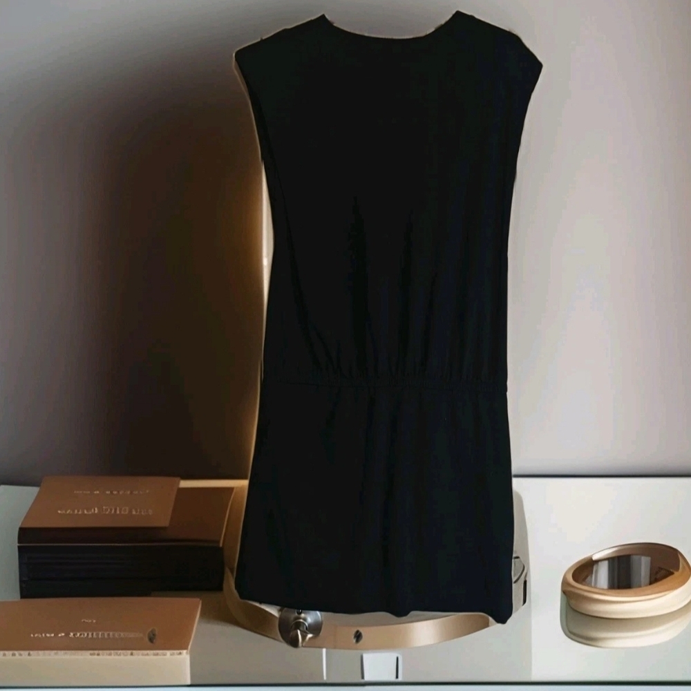 NWOT Anthropologie Mini Dress Black With Shoulder Pad Detail Size Small